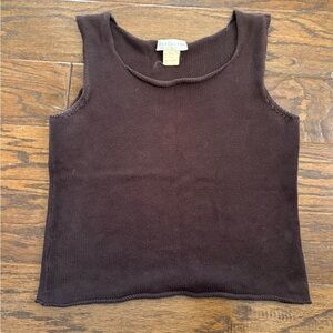 Vintage chocolate brown 100% cotton knit tank Doncaster size L